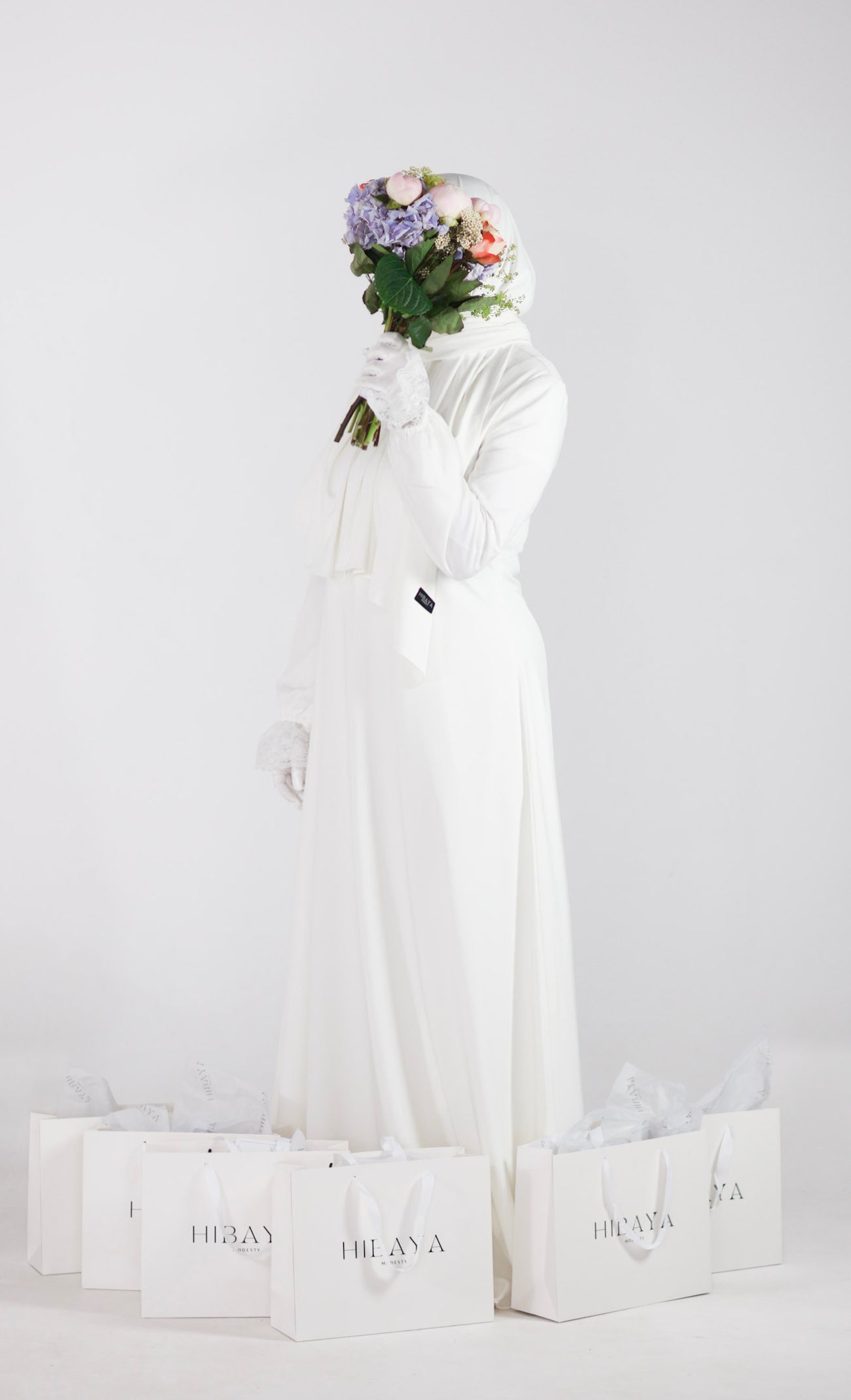 Opal White Dress with Jersey Scarf [PRE-ORDER]